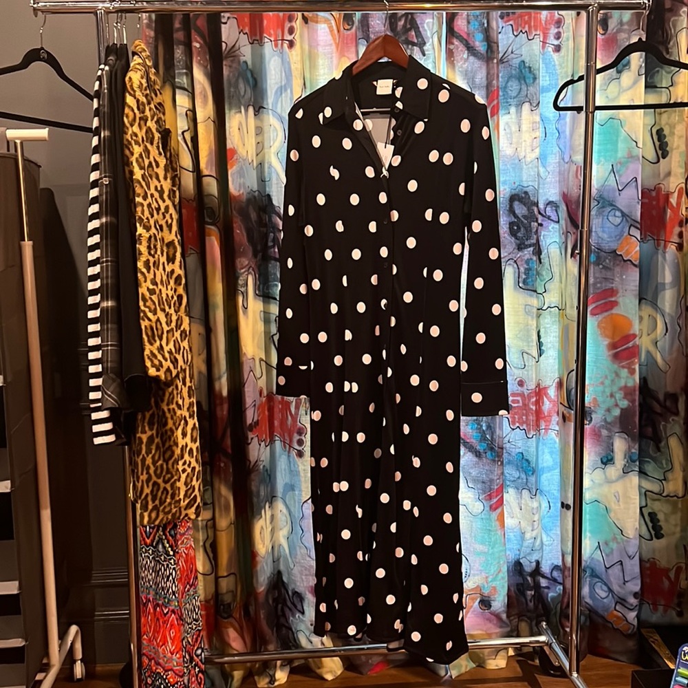 NWT Paul Smith black and white polka dot dress